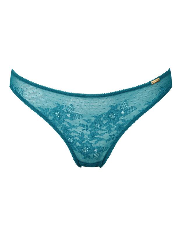 Gossard Glossies Lace Thong Deep Teal