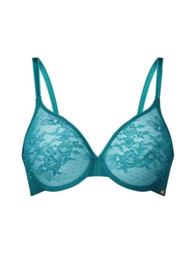 Gossard Glossies Lace Sheer Bra Deep Teal