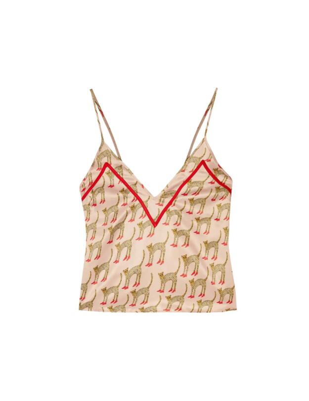 Playful Promises Bouffant Cami Top Pink Cheeta