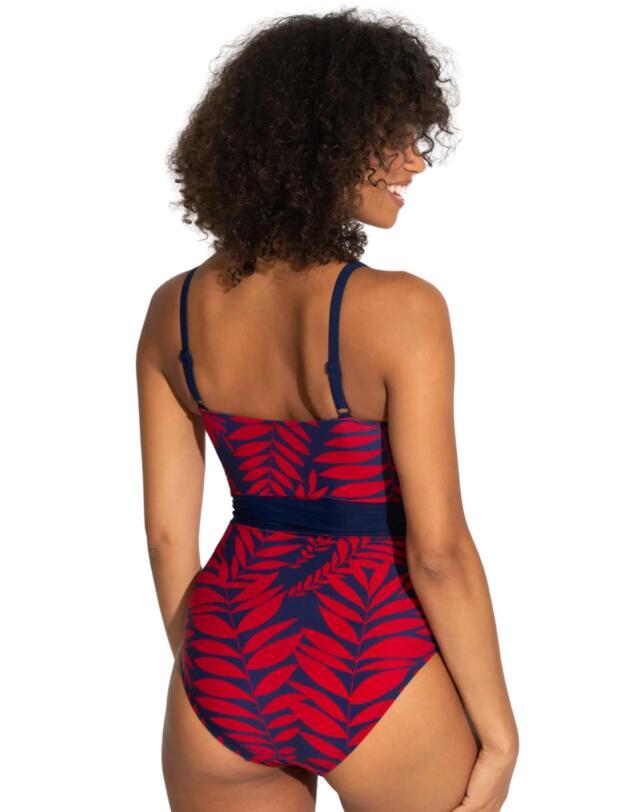 Pour Moi Palermo Panelled Tummy Control Swimsuit Navy/Red
