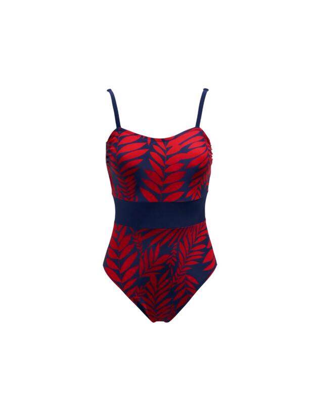 Pour Moi Palermo Panelled Tummy Control Swimsuit Navy/Red