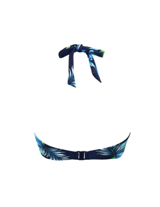 Pour Moi Palermo Padded Halter Bikini Top Navy Tropical