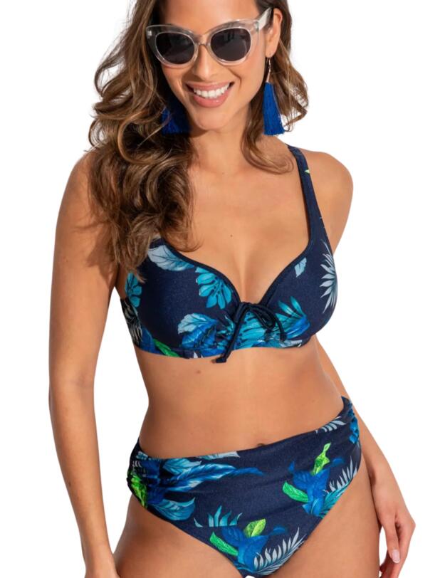 Pour Moi Palermo Foldover Bikini Brief Navy Tropical