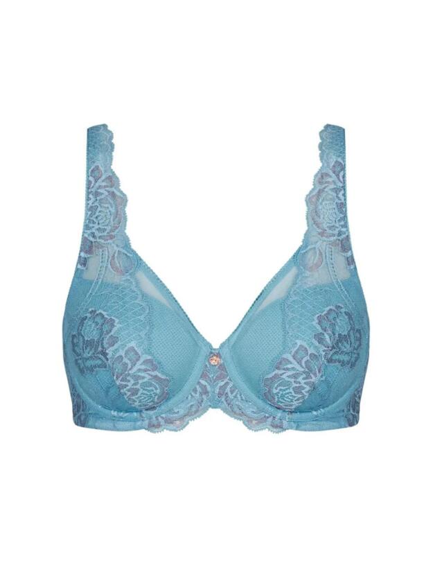 Triumph Wild Peony Florale Padded Bra Blue Lake