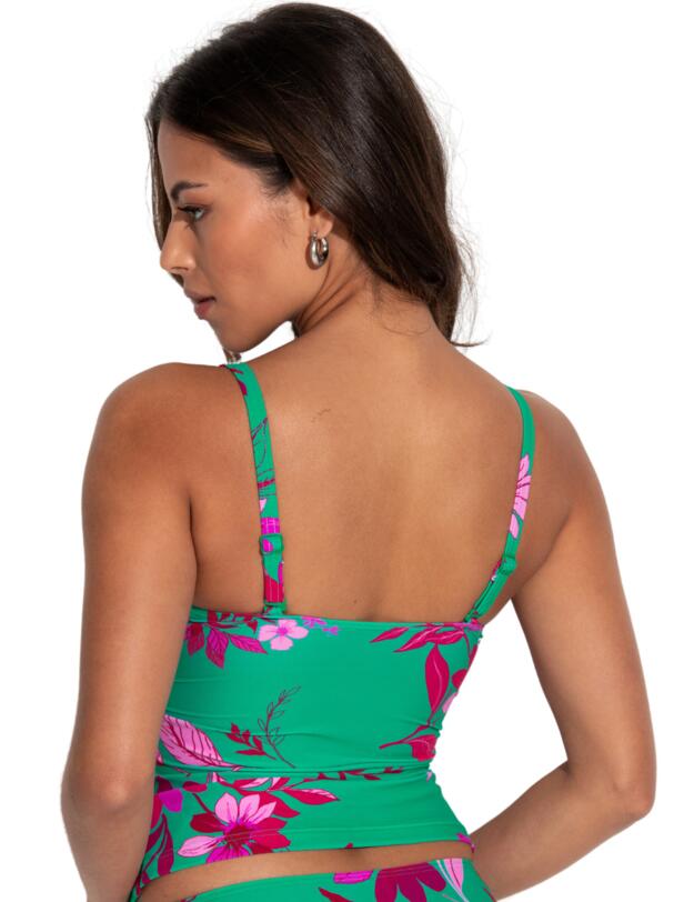 Pour Moi Free Spirit Tankini Top Green/Pink