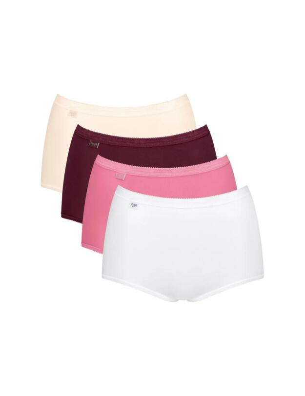 Sloggi Basic+ Maxi Briefs 4 Pack White/Pink/Purple/Cream