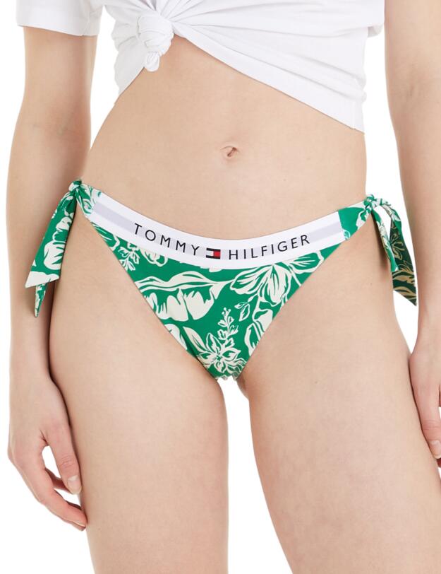 Tommy Hilfiger TH Original Cheeky Side Tie Bikini Brief Vintage Tropical Olympic Green