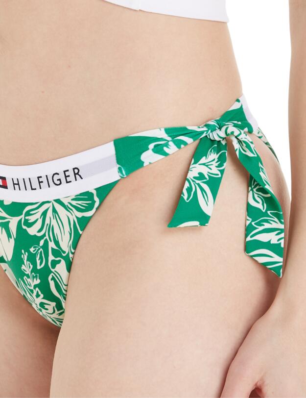 Tommy Hilfiger TH Original Cheeky Side Tie Bikini Brief Vintage Tropical Olympic Green