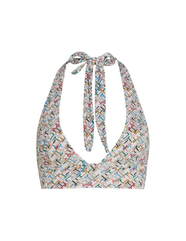 Tommy Hilfiger TH Monogram Fixed Triangle Bikini Top TH Multi Monogram Calico