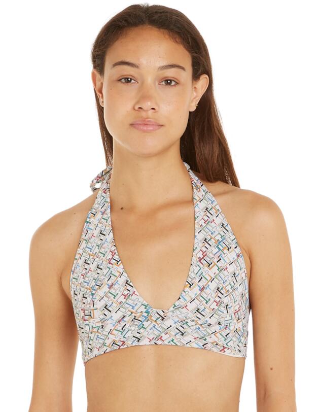 Tommy Hilfiger TH Monogram Fixed Triangle Bikini Top TH Multi Monogram Calico