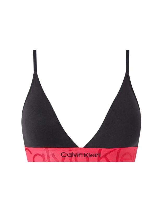  Calvin Klein Embossed Icon Cotton Lightly Lined Triangle Bra Black with Pink Splender