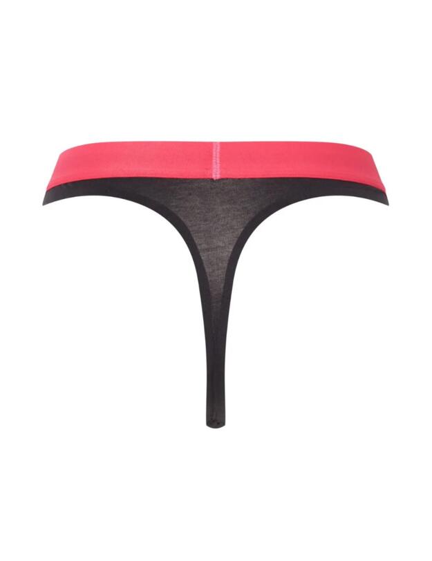 Calvin Klein Embossed Icon Cotton Thong Black with Pink Splender