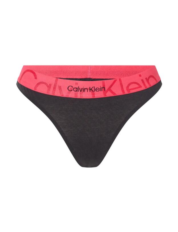 Calvin Klein Embossed Icon Cotton Thong Black with Pink Splender