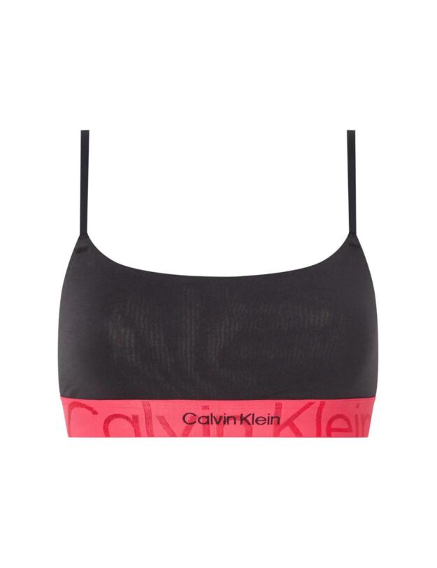 Calvin Klein Embossed Icon Cotton Unlined Bralette Black with Pink Splender