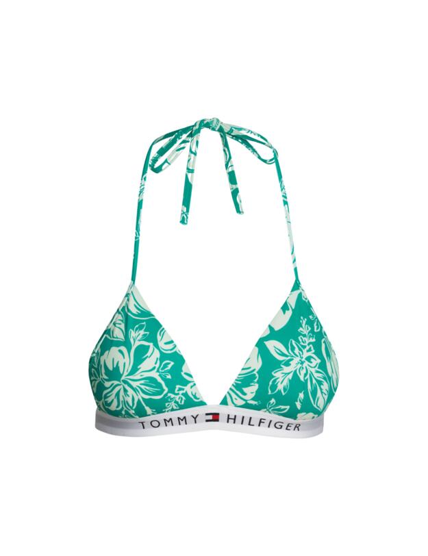 Tommy Hilfiger TH Original Triangle Fixed Foam Bikini Top Vintage Tropical Olympic Green