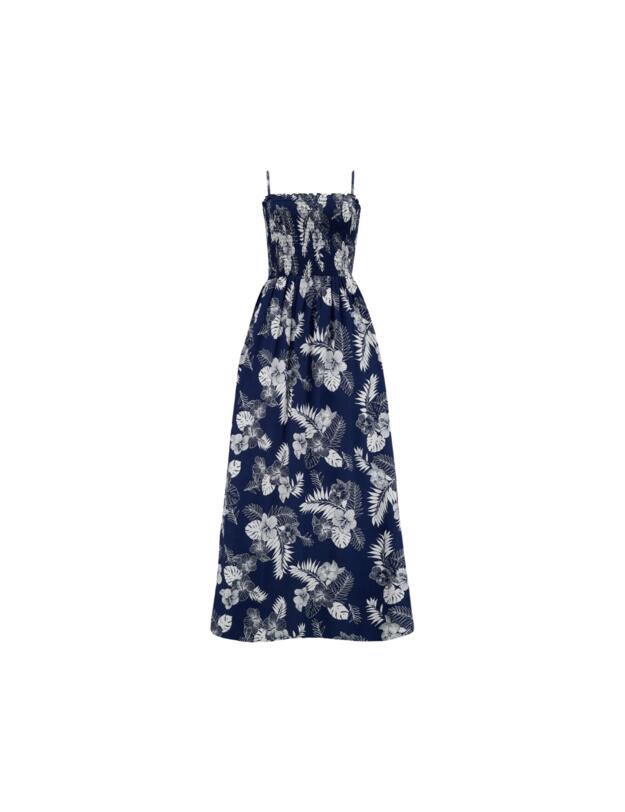 Pour Moi Strapless Beach Dress Navy Tropical