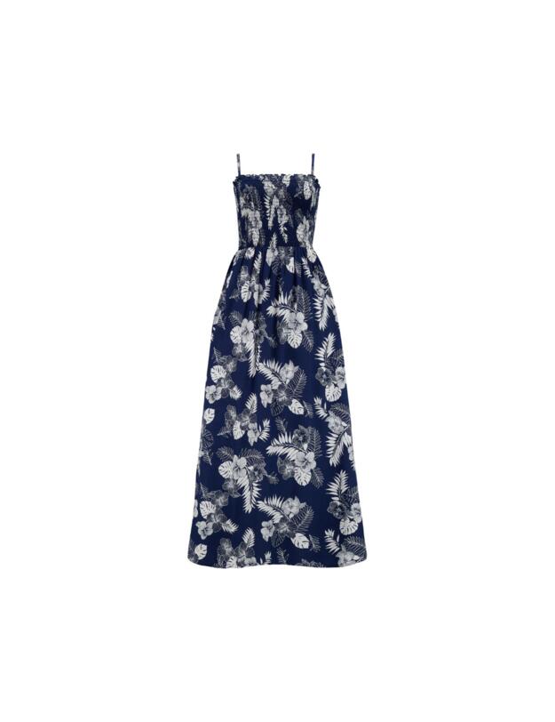 Pour Moi Strapless Beach Dress Navy Tropical