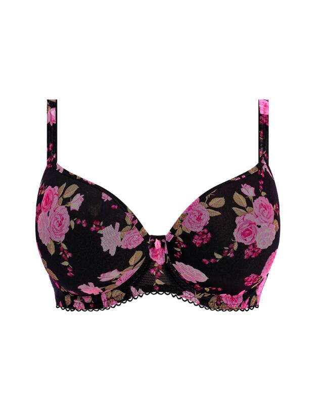 Freya Rose Blossom Moulded Plunge T Shirt Bra Black Rose