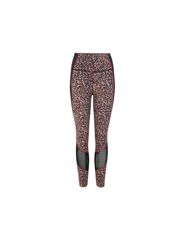 Pour Moi Energy Printed Mesh Panel Legging  Leopard/Coral