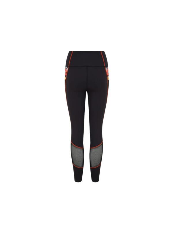 Pour Moi Energy Printed Mesh Panel Legging Black Ditsy 