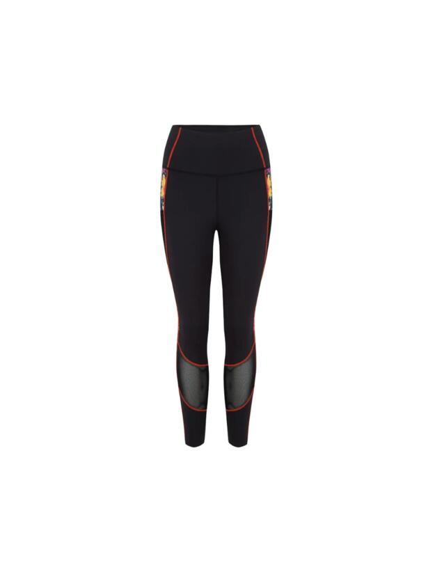 Pour Moi Energy Printed Mesh Panel Legging Black Ditsy 