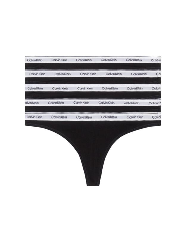 Calvin Klein Modern Logo Thong 5 Pack Black 
