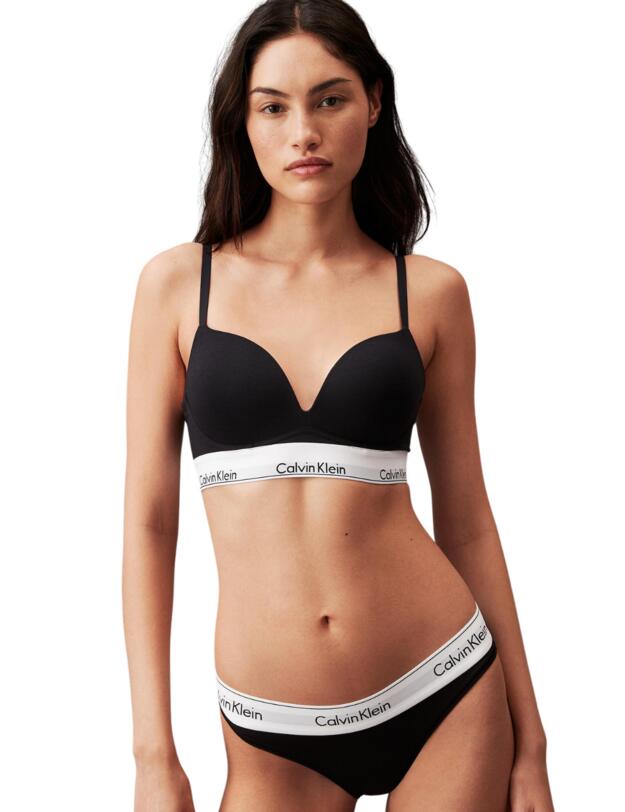 Calvin Klein Modern Cotton Plunge Push Up Bra Black 