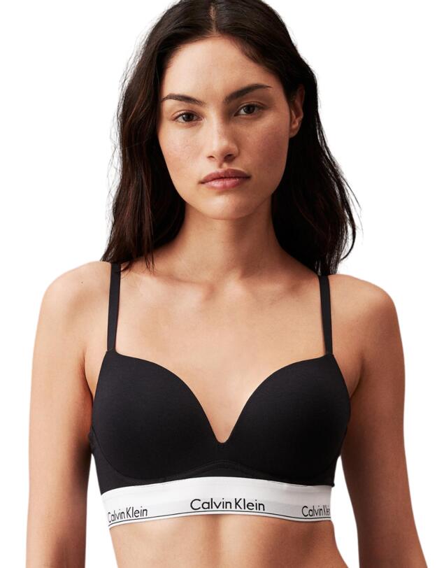 Calvin Klein Modern Cotton Plunge Push Up Bra Black 