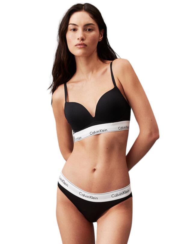 Calvin Klein Modern Cotton Plunge Push Up Bra Black 