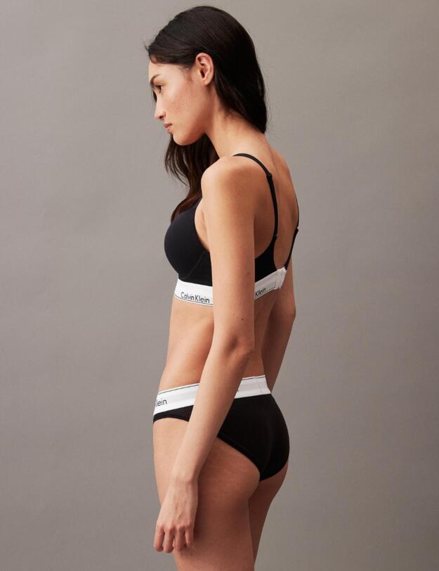 Calvin Klein Modern Cotton Plunge Push Up Bra Black 