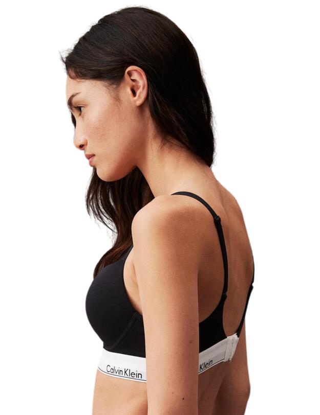 Calvin Klein Modern Cotton Plunge Push Up Bra Black 