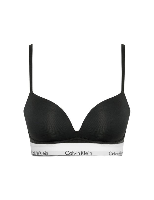 Calvin Klein Modern Cotton Plunge Push Up Bra Black 
