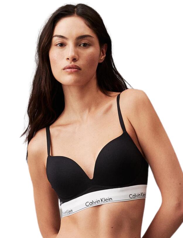 Calvin Klein Modern Cotton Plunge Push Up Bra Black 
