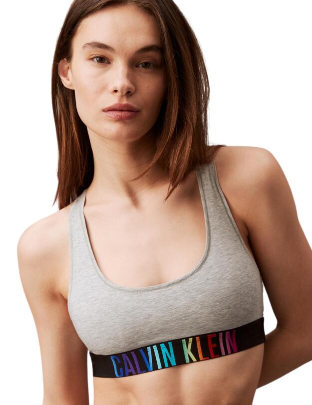 Calvin Klein Intense Power Pride Unlined Bralette Grey Heather/ Ombre Pride
