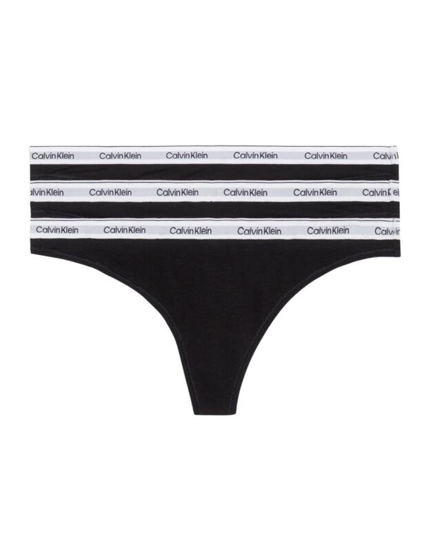 Calvin Klein Modern Logo Thong 3 Pack Black/Black/Black 