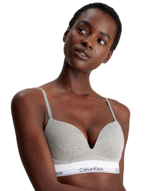 Calvin Klein Modern Cotton Plunge Push Up Bra Grey Heather 