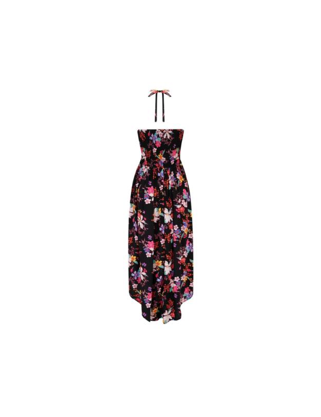 Pour Moi Halterneck Beach Dress Black Tropical