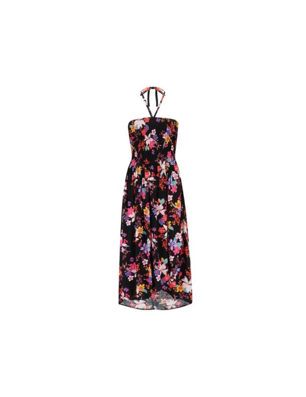 Pour Moi Halterneck Beach Dress Black Tropical