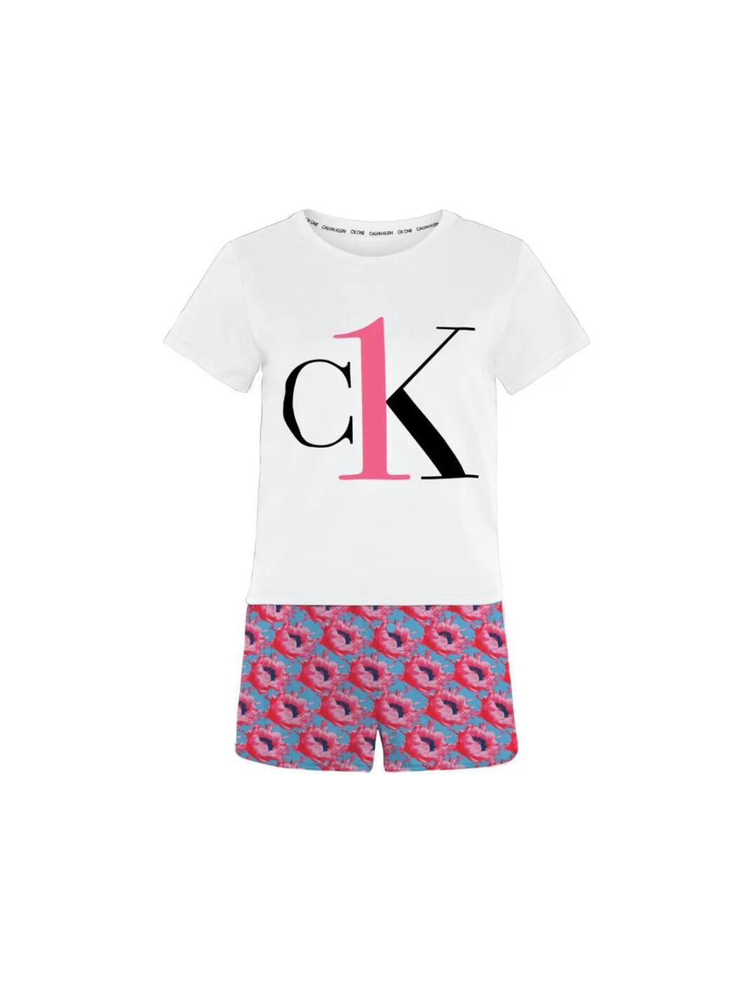 Calvin Klein CK One Shorts Pyjama Set Prosper Floral Print/Pink Smoothie