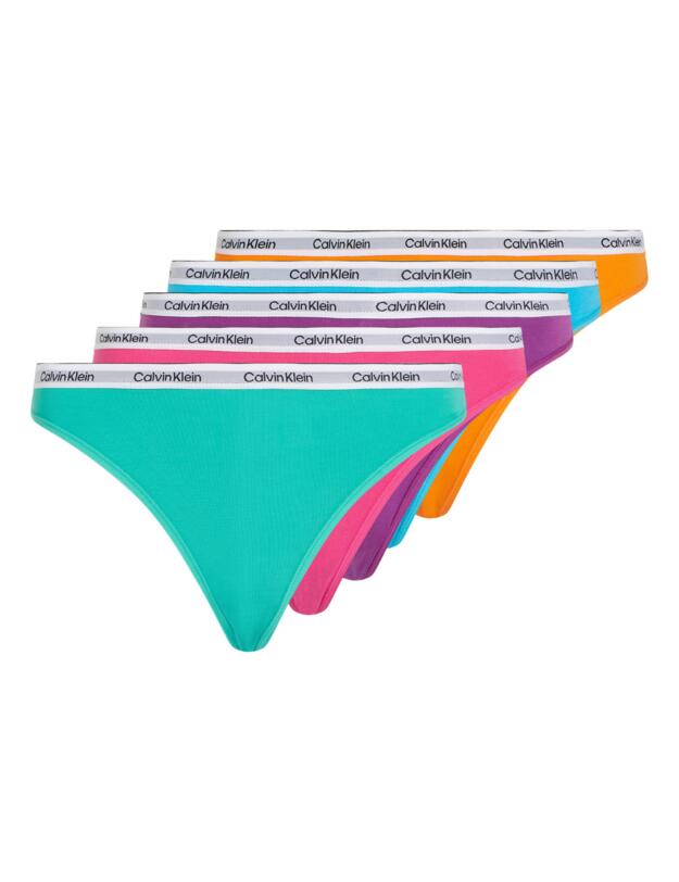Calvin Klein Modern Logo Bikini Briefs 5 Pack Pool Green/ Fuchsia Fedora/ Dahlia/ Blue Atoll/ Vibran