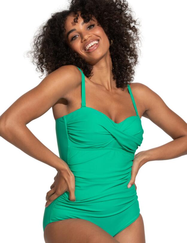 Pour Moi Santa Monica Strapless Control Swimsuit Green