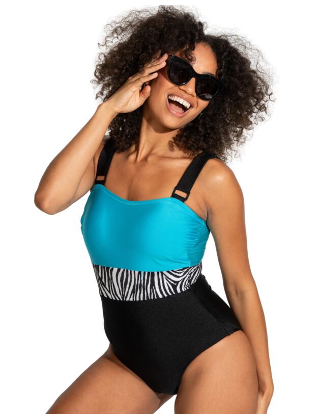 Pour Moi Palm Springs Tummy Control Swimsuit Black/Zebra