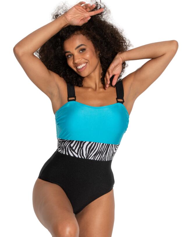 Pour Moi Palm Springs Tummy Control Swimsuit Black/Zebra