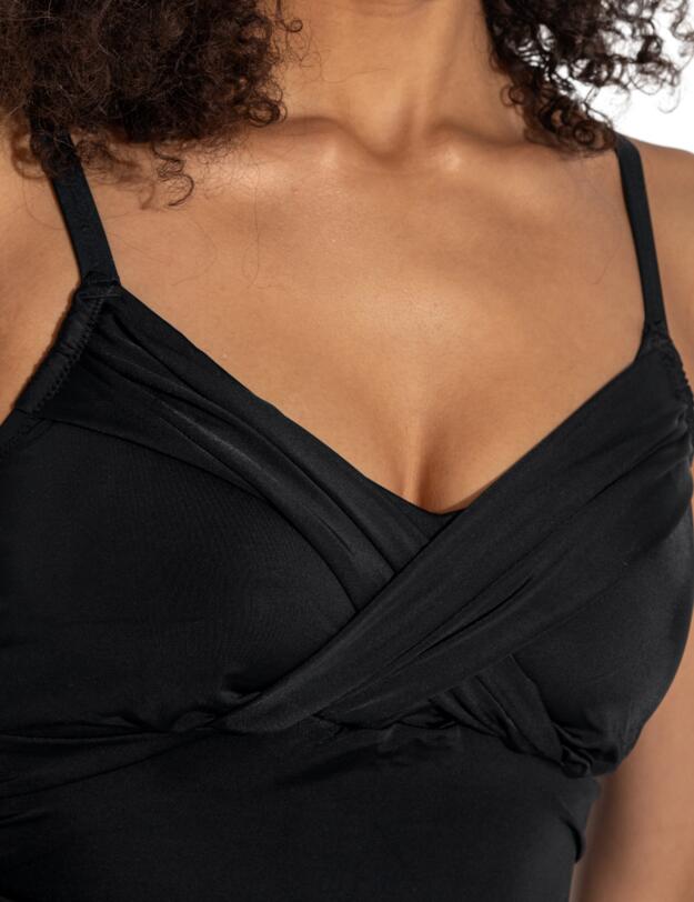Pour Moi Cuba Ruched Control Swimsuit Black