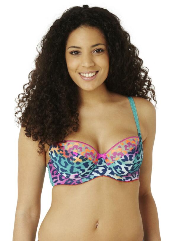 7471 Cleo Maya Balcony Bra Teal Animal Print - 7471 Balcony Bra