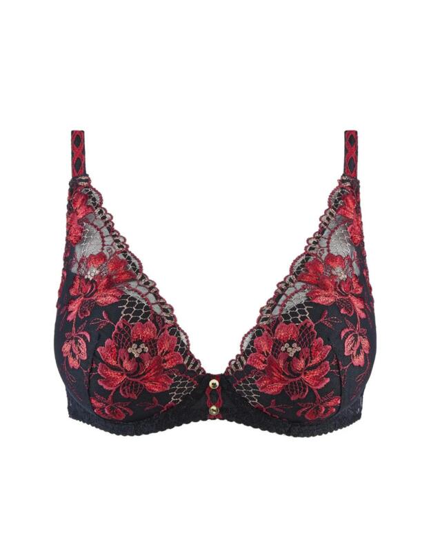 Aubade Melodie Dete Shoulder Plunge Bra Black Cherry 