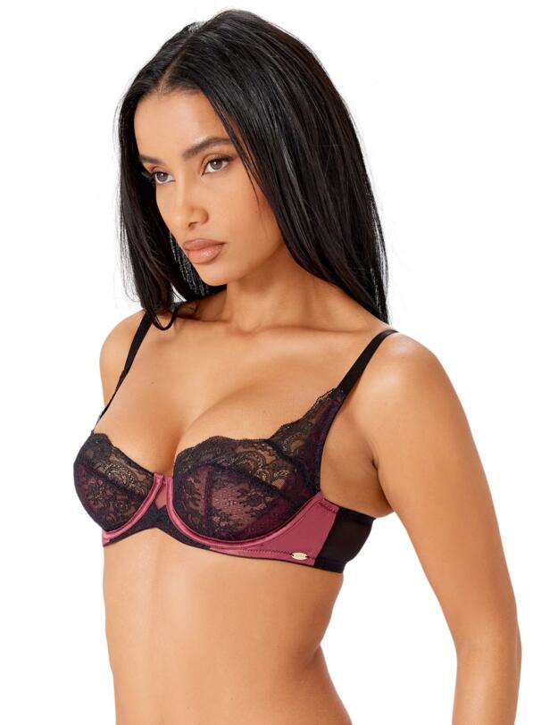 Gossard VIP Confession Non Padded Balcony Bra Burgundy/Black