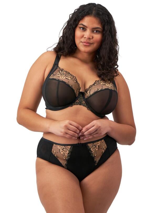 Elomi Teagan High Leg Brief Black/Almond