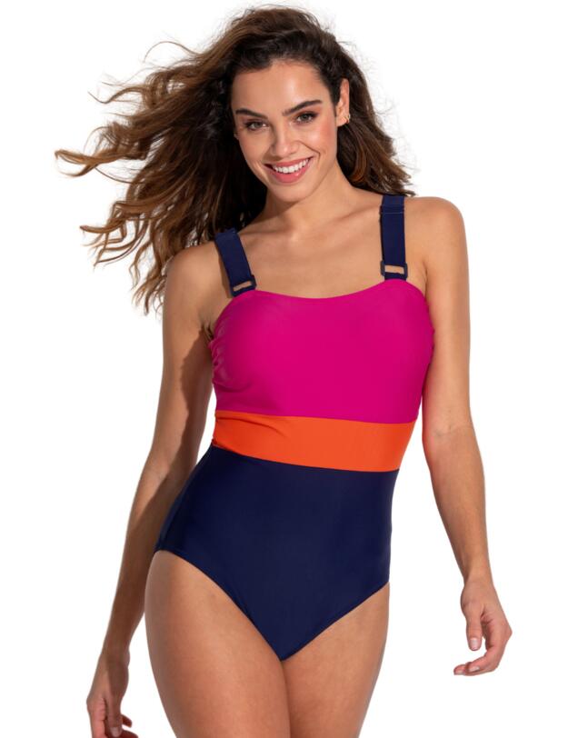  Pour Moi Colour Block Control Swimsuit Navy/Pink