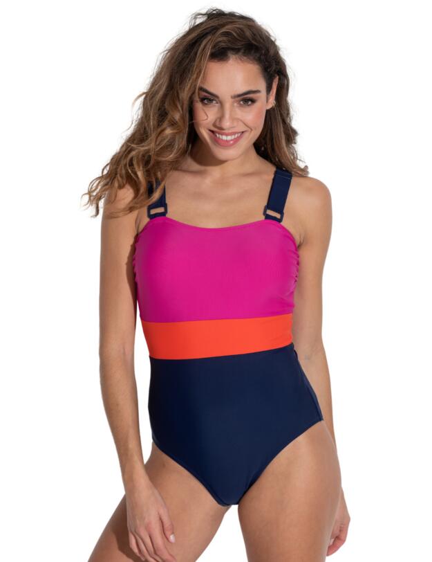  Pour Moi Colour Block Control Swimsuit Navy/Pink
